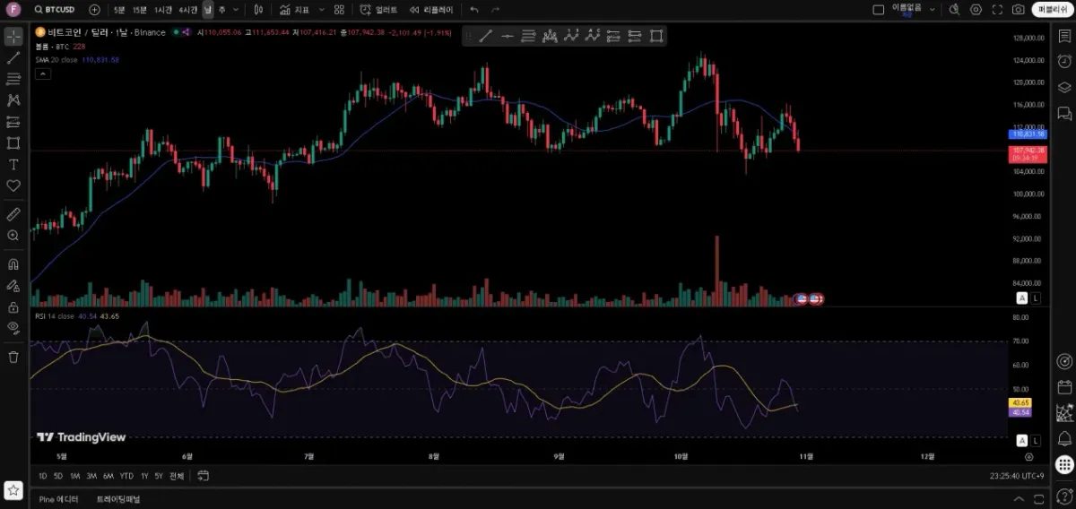 [30일 챌린지 23기 1주차] 4일차 미션 나만의 트레이딩뷰 세팅 - RSI 상대강도지수 추가