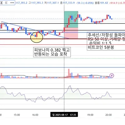 [30일 챌린지 36기 3주차] 비트코인 5분봉 "수익인증"입니다.